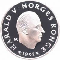 () Монета Норвегия 1992 год 500  ""   Биметалл (Серебро - Ниобиум)  UNC