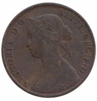 (1861) Монета Великобритания 1861 год 1/2 пенни "Королева Виктория"  Медь  VF