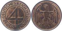 1932a Монета Германия (Веймар) 1932 год 4 пфеннинга  Медь  XF