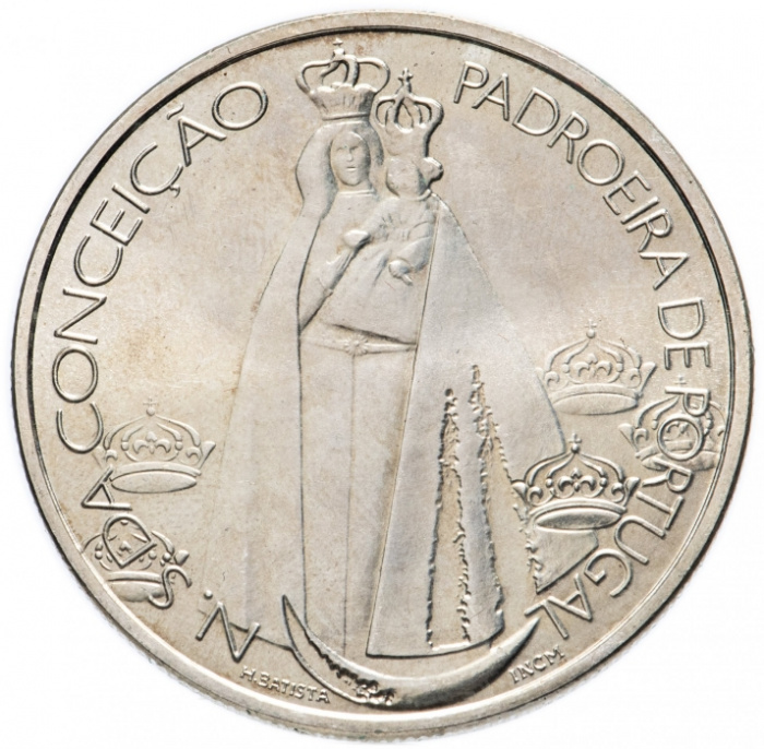 (1996) Монета Португалия 1996 год 1000 эскудо &quot;Дева Мария&quot;  Серебро Ag 500  UNC