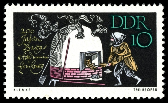 (1965-062) Марка Германия (ГДР) "Подовая печь"    Горная академия, Фрайберг II &Theta;
