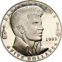 (1993) Монета Маршалловы Острова 1993 год 5 долларов "Элвис Пресли"  Никель Медь-Никель  UNC