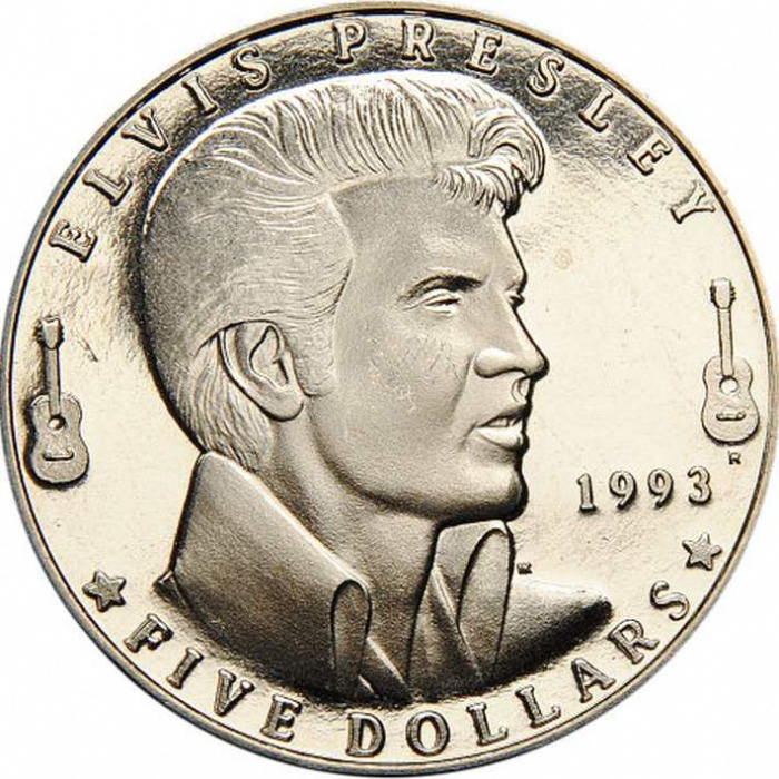 (1993) Монета Маршалловы Острова 1993 год 5 долларов &quot;Элвис Пресли&quot;  Никель Медь-Никель  UNC