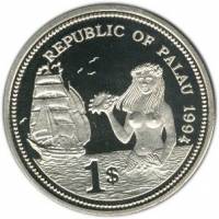 (№1994km5) Монета Палау 1994 год 1 Dollar (Морской - Защита жизни, рыба усилителя)