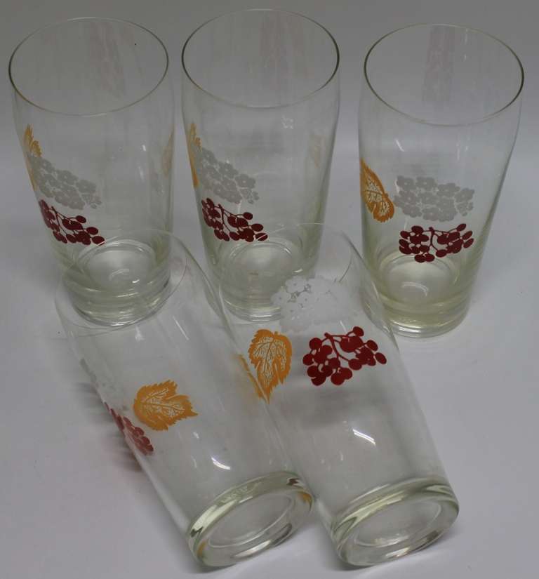 Набор стаканов "Осень",  некомплект, стекло, 5 шт., СССР (сост. на фото)