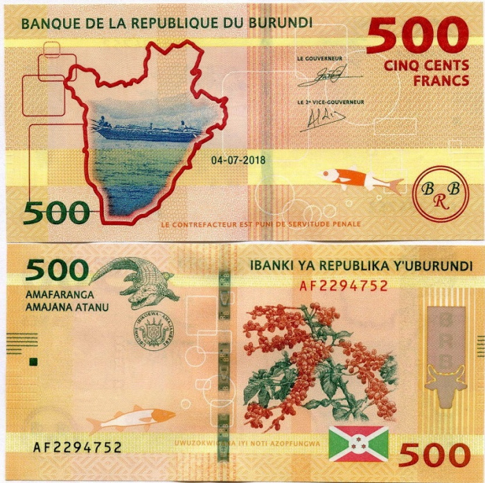 (2018) Банкнота Бурунди 2018 год 500 франков &quot;Карта&quot;   UNC