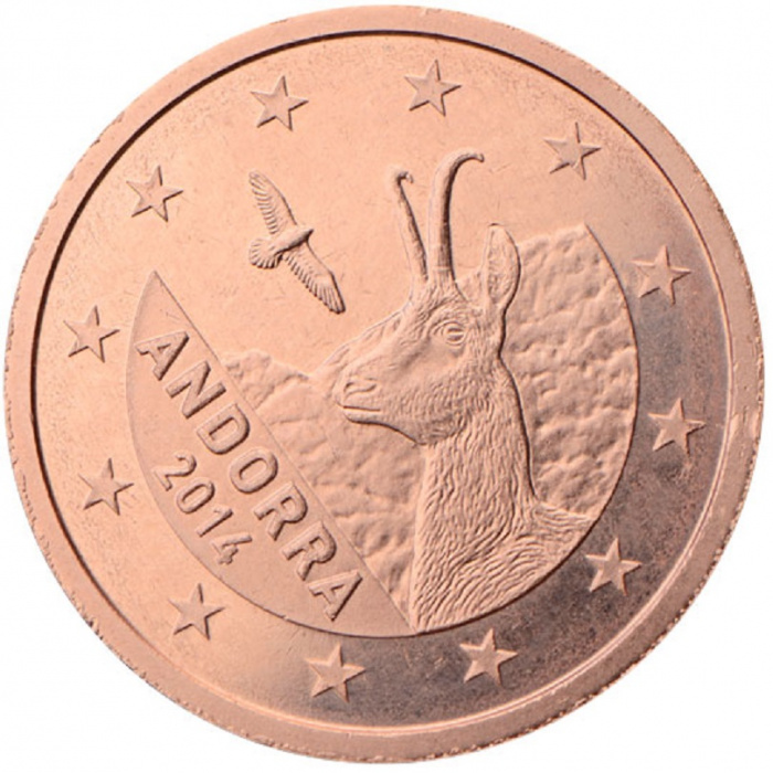 (2014) Монета Андорра 2014 год 1 цент &quot;Пиренейская серна&quot;  Медь  UNC