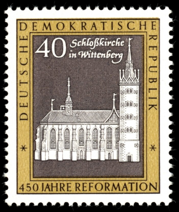 (1967-076) Марка Германия (ГДР) &quot;Церковь в замке&quot;    Реформы, 450 лет III Θ