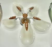 Люстра потолочная 5 рожковая металл стекло новая 