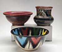 Салатники узбекский Сокол 2016 и Ваза- кашпо керамика (3 предмета)