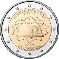 (001) Монета Словения 2007 год 2 евро "Римский договор 50 лет"  Биметалл  VF