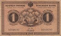 Clas von Collan - Hisinger-Jagerskiold Банкнота Финляндия 1916 год 1 марка    VF