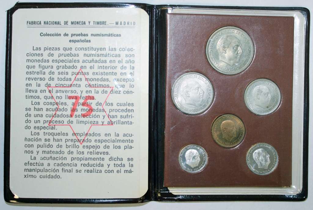 (1957-66, 6 монет) Набор монет Испания 1957-1966 год   Буклет