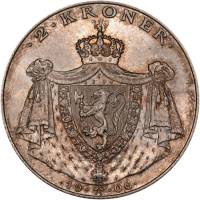 () Монета Норвегия 1906 год 2 кроны ""  Биметалл (Серебро - Ниобиум)  UNC