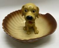 Салатник фруктовница + статуэтка щенок керамика полистоун есть скол см фото 