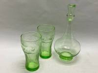 Графин 25 см и 2 стакана цветное стекло