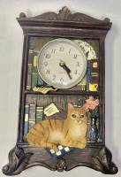 Часы настольные настенные с кошкой полистоун на ходу