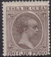 (№105) Марка Куба 1896 год "Король Альфонсо XIII", Негашеная