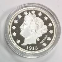 Реплика Монета США 1913 год 5 центов Голова Свободы  Серебрение  PROOF