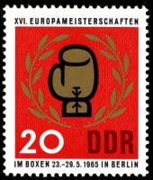 (1965-018) Марка Германия (ГДР) "Перчатка"    ЧЕ по боксу II Θ