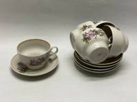 Чайная пара 5 пар Красный фарфорист Грузино