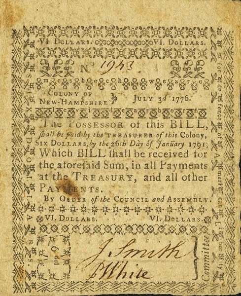 (№1776P-S1638) Банкнота США 1776 год &quot;6 Dollars&quot;