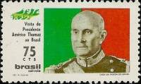 (№1972-1311) Марка Бразилия 1972 год "Визит Президента Ameacuterico Томаз", Гашеная