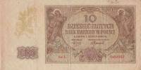 (1940) Банкнота Польша (Германская оккупация) 1940 год 10 злотых    VF