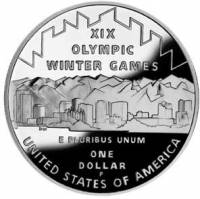(2002p) Монета США 2002 год 1 доллар   XIX зимние Олимпийские игры  в Солт-Лейк-Сити Серебро Ag 900 