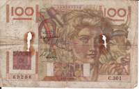 (№1949P-128b.4) Банкнота Франция 1949 год "100 Francs" (Подписи: P)