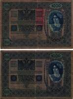 (1919) Банкнота Австро-Венгрия 1919 год 1 000 крон "Вертик надпечатка на боне 1902 года"   F