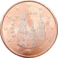 (2010) Монета Испания 2010 год 5 центов  2. Звёзды без ленты Сталь, покрытая медью  UNC