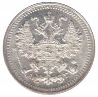 (1898, СПБ АГ) Монета Россия 1898 год 5 копеек  Орел C, Ag500, 0.9г, Гурт рубчатый  AU
