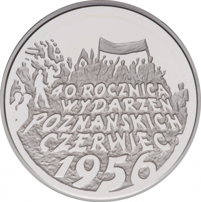 (1996) Монета Польша 1996 год 10 злотых &quot;Протесты в Познани. 40 лет&quot;  Серебро Ag 925  PROOF