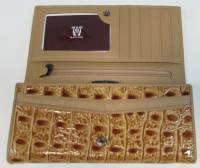 Кошелёк женский "Wanlima" Натуральная кожа, 1 отделение на клепке с отсеками, Коричневый