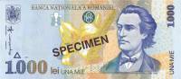 (1998) Банкнота Румыния 1998 год 1 000 лей "Михаил Эминеску"   UNC