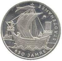(2006J) Монета Германия (ФРГ) 2006 год 10 евро "Ганзейский союз 650 лет"  Серебро Ag 925  UNC