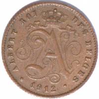 (№1912km76) Монета Бельгия 1912 год 1 Centime (Французская легенда)