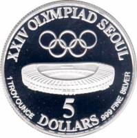 (№1988km6.1) Монета Восточное Самоа 1988 год 5 Dollars (XXIV Olympics) Coin alignment