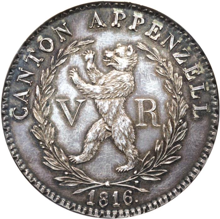 (№1816km12(appenzell)) Монета Швейцария 1816 год 4 Francs