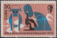 (1970-086) Марка Куба "Микроскоп"    Международный год образования III Θ