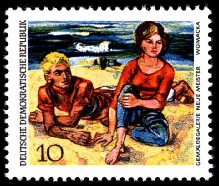 (1968-061) Марка Германия (ГДР) &quot;На пляже&quot;    Картины II Θ