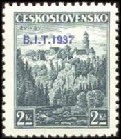 (1937-030) Марка Чехословакия "Звиков" С надпечаткой    Заседание Международного бюро труда, Прага (