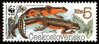 (1989-030) Марка Чехословакия "Карпатский Тритон"    Охрана природы. Амфибии II O