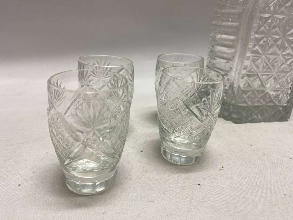 Графин + 4 стопки, хрусталь СССР