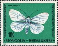 (1977-060) Марка Монголия "Боярышница"    Насекомые. Бабочки III O