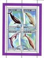 (№2000-453) Блок марок Корея Северная 2000 год "Киты Мино 42974300", Гашеный