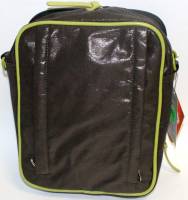 Сумка "CTBAGS" мужская с ремнем, Ткань, Коричневая с зелеными вставками, 1 отделение