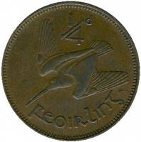 (№1928km1) Монета Ирландия 1928 год frac14; Penny (Фартинг - Saorstaacute)
