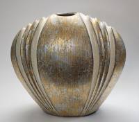 Ваза большая керамика 32х13х32 см золотая